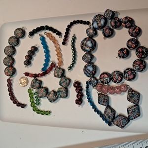 Vintage handmade polymer clay beads with other beads to complement each set